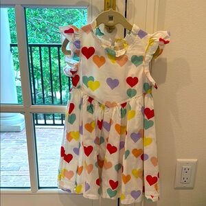 Pink Chicken Heart Print Kids Dress